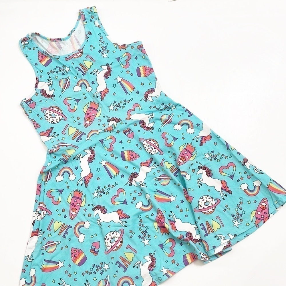 The Children's Place girls unicorn/rainbow print dress